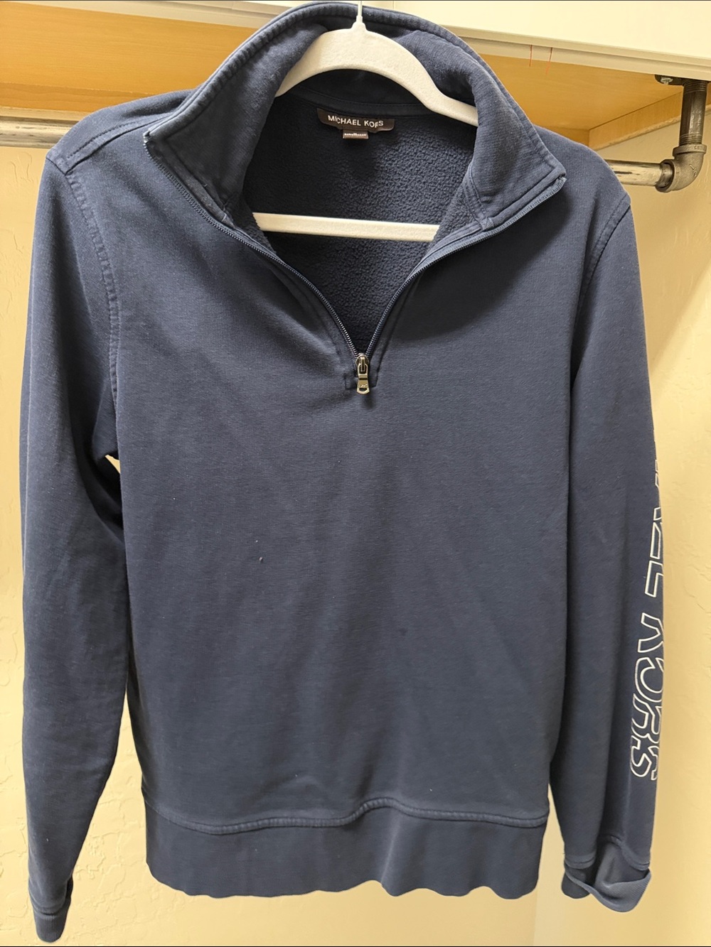 Michael Kors Men's Navy Half-Zip Pullover with Sleeve Logo